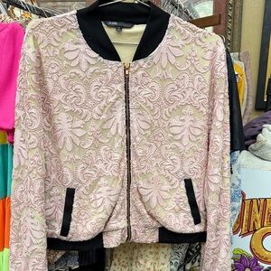 LuLaRoe Pink Elegant Textured Bomber Jacket - M